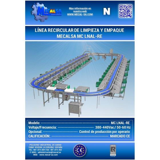 RECIRCULAR CLEANING AND PACKING LINE, MECALSA type: MC LNAL RE