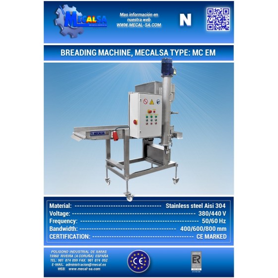 BREADING MACHINE, MECALSA type: MC EM