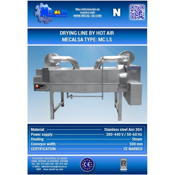DRYING LINE BY HOT AIR, MECALSA type: MC LS